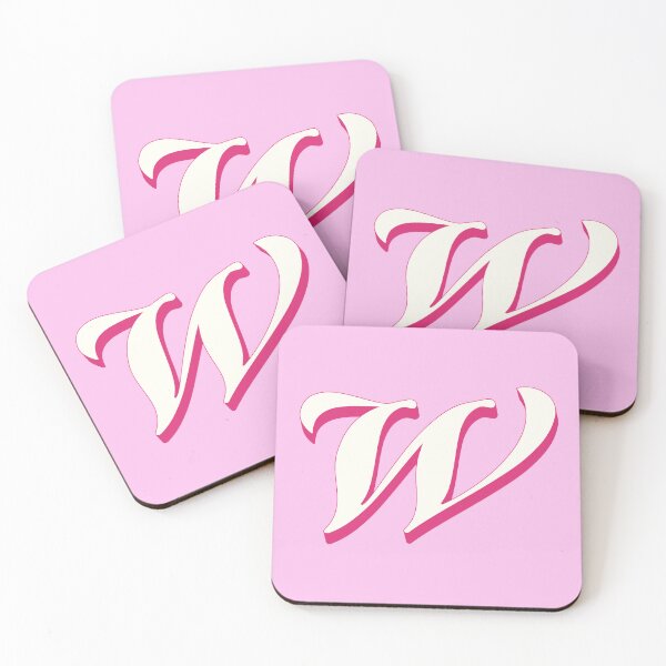 Item preview, W Letter Initial Monogram Retro Pink  designed and sold by Serendipity Studios.