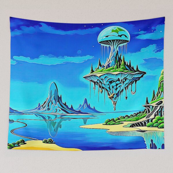 Item preview, Topographic Ocean, Dreamy Island, Falls of Time, Space Drift, Fantasy Print, Surreal Art Poster, Fantasy Landscape, Water Elements designed and sold by Artistic Gift Print.