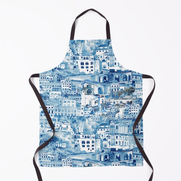 Item preview, Amalfi architecture monochromatic Italian villa houses in blue designed and sold by Katarina Roccella.