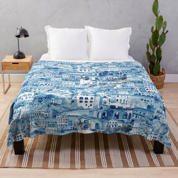 Item preview, Amalfi architecture monochromatic Italian villa houses in blue designed and sold by Katarina Roccella.