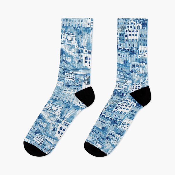 Item preview, Amalfi architecture monochromatic Italian villa houses in blue designed and sold by Katarina Roccella.