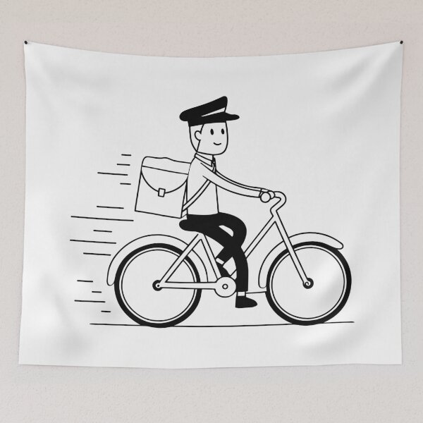 Item preview, Illustration of postman riding bicycle designed and sold by rasagamastore.