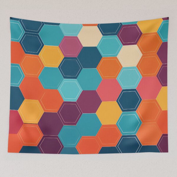 Item preview, A design of a modern pattern with clean, sharp hexagonal shapes arranged in a grid with bold colors. designed and sold by HEMRO.