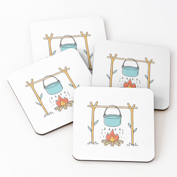 Item preview, Illustration of pot cooking water with camp fire designed and sold by rasagamastore.