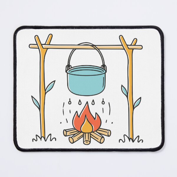Item preview, Illustration of pot cooking water with camp fire designed and sold by rasagamastore.
