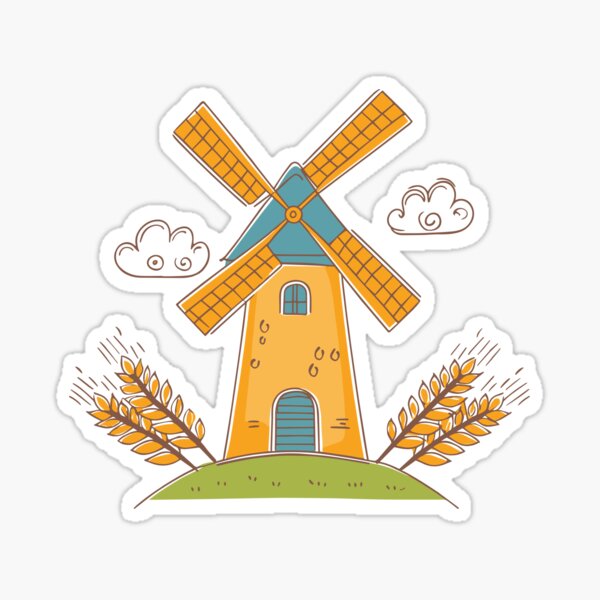 Item preview, Illustration of windmill and wheat plants designed and sold by rasagamastore.