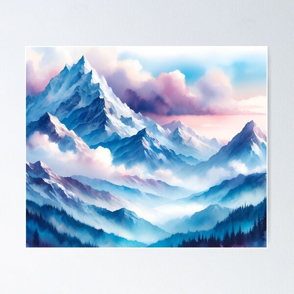 Item preview, Mountains in watercolor designed and sold by mahmoudfarrag.