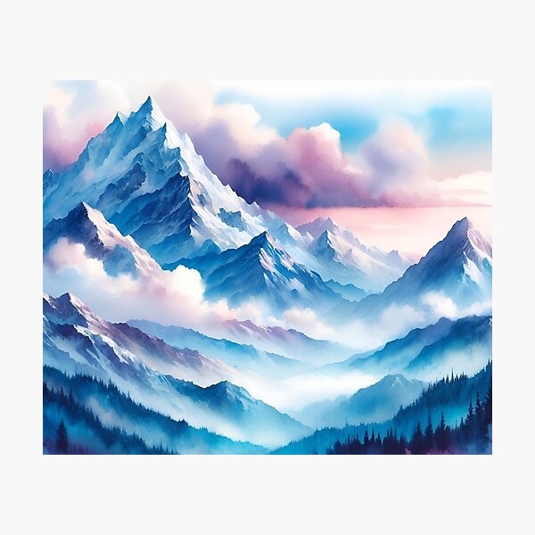 Item preview, Mountains in watercolor designed and sold by mahmoudfarrag.