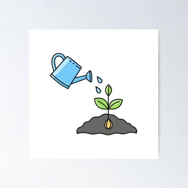 Item preview, Watering plant and plant seed on a lump of soil designed and sold by rasagamastore.