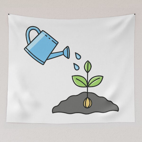 Item preview, Watering plant and plant seed on a lump of soil designed and sold by rasagamastore.