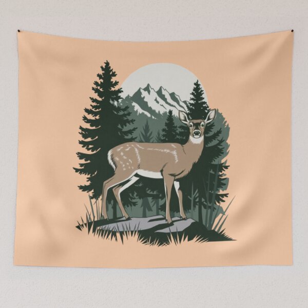 Item preview, white-tailed deer on a forest designed and sold by 123ks.
