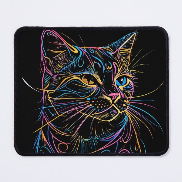 Item preview, Cat Colourful multicolour line art in black background  designed and sold by Roy Store.