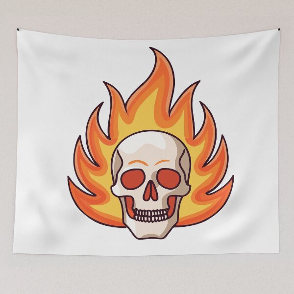 Item preview, Doodle a skull engulfed in dynamic flames designed and sold by rasagamastore.