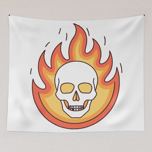 Item preview, Doodle a skull engulfed in dynamic flames designed and sold by rasagamastore.