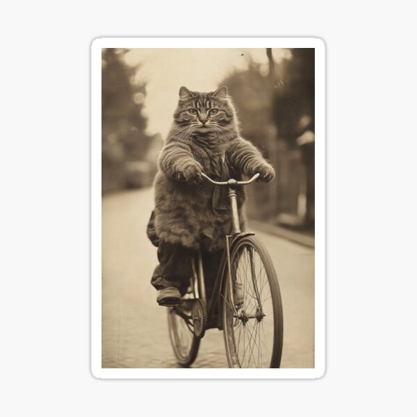 Item preview, Cat Riding a Bike, Funny Vintage Animal Photo designed and sold by CheekyAnimalz.