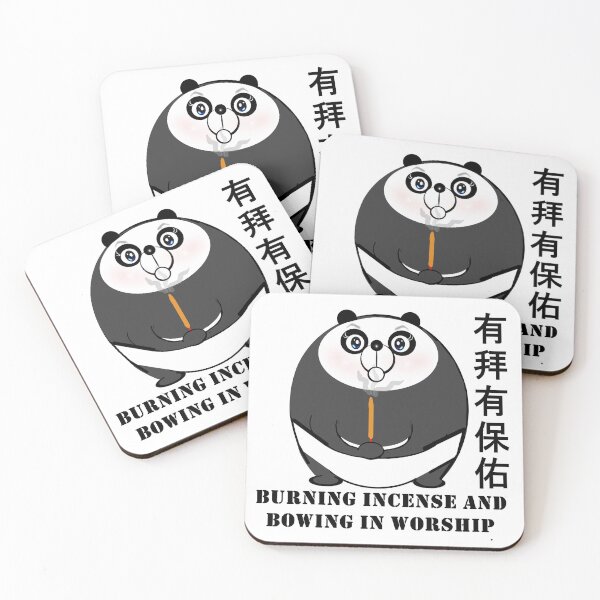 Item preview, Cute panda burning  incense and bowing in worship  designed and sold by Shirley cute art .