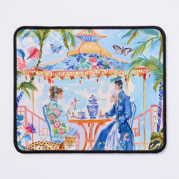 Item preview, Chinoiserie art, The Sectet Meeting, chinoiserie painting designed and sold by SophieClimaArt.
