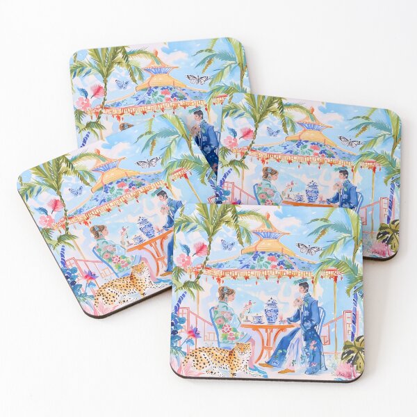 Item preview, Chinoiserie art, The Sectet Meeting, chinoiserie painting designed and sold by SophieClimaArt.