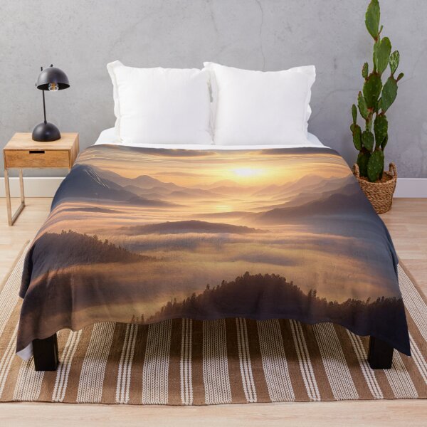 Item preview, A Serene Sunrise Over A Misty Mountain Range. designed and sold by IrsathThaslima.