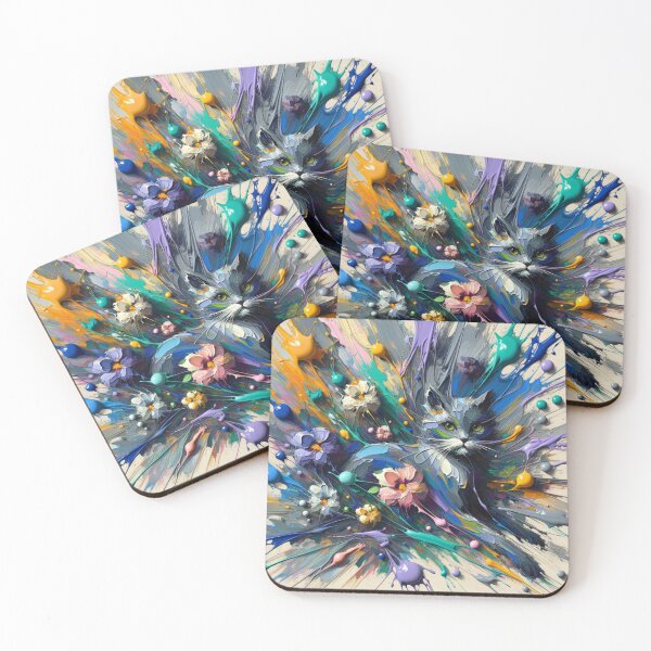Item preview, Abstract Cat with Bold Brushstrokes 4K Wallpaper Painting designed and sold by Keirnyx.