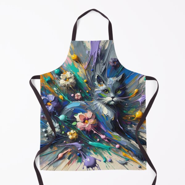 Item preview, Abstract Cat with Bold Brushstrokes 4K Wallpaper Painting designed and sold by Keirnyx.