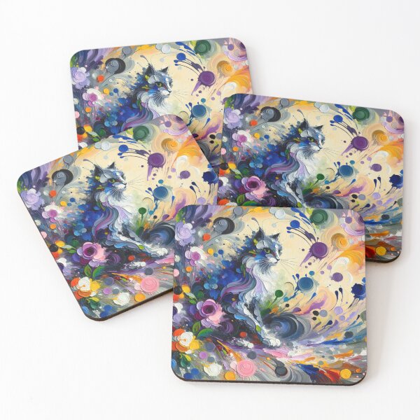Item preview, Colorful Feline Surrounded by Floral Blooms 4K Painting designed and sold by Keirnyx.