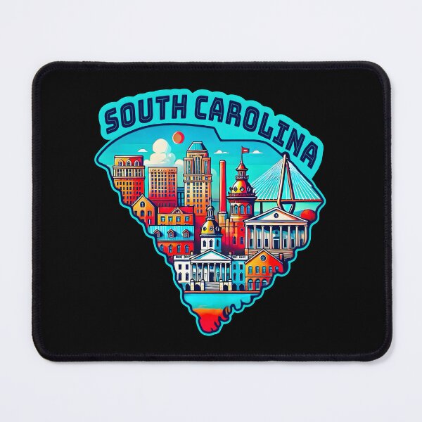 Item preview, South carolina State Map USA Skyline and Landmarks Illustration- travel souvenir art designed and sold by Unitepeople.