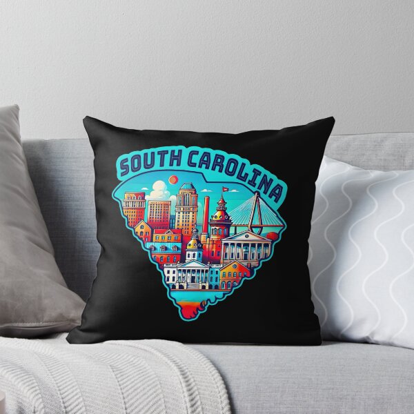 Item preview, South carolina State Map USA Skyline and Landmarks Illustration- travel souvenir art designed and sold by Unitepeople.