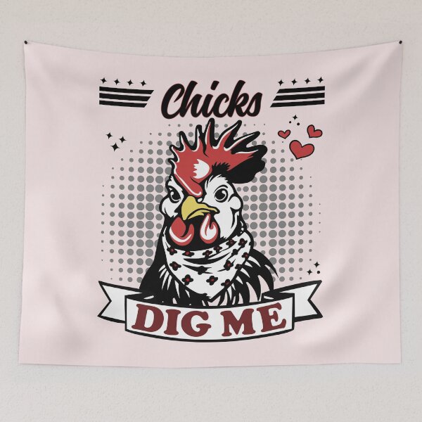 Item preview, Chicks Dig Me | Cool and Funny Rooster designed and sold by PearlMoonGrapes.