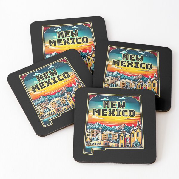 Item preview, New Mexico State Map USA Skyline and Landmarks Illustration- travel souvenir art designed and sold by Unitepeople.