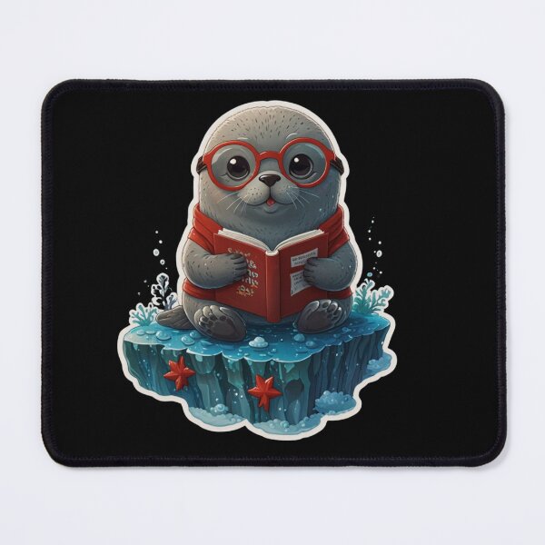 Item preview, Seal sitting on a block of ice reading a book designed and sold by AttaboyStudio.