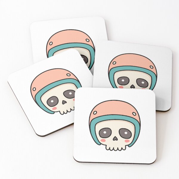 Item preview, Illustration of cute skull head wear half face helmet designed and sold by rasagamastore.