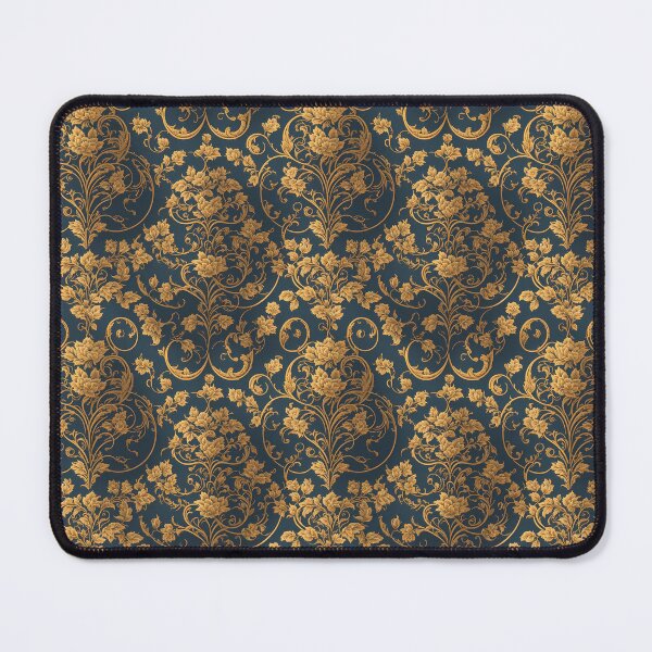 Item preview, Abstract Floral Gold and Dark Teal Damask Pattern designed and sold by FlowerMeFlorals.