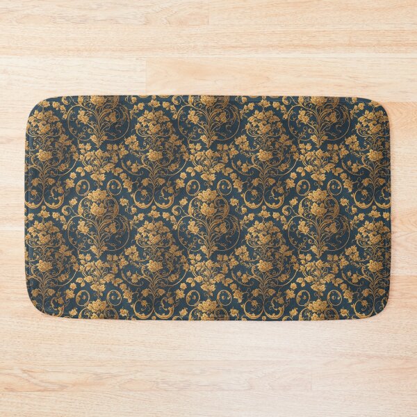 Item preview, Abstract Floral Gold and Dark Teal Damask Pattern designed and sold by FlowerMeFlorals.