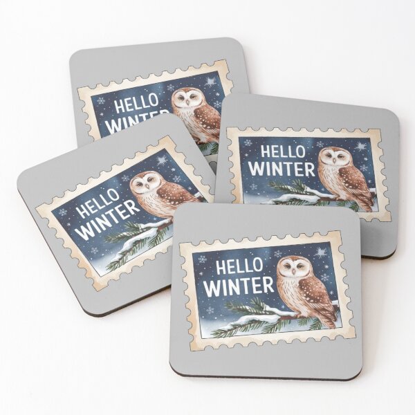 Item preview,  Hello Winter - Christmas owl sitting on a snow-laden branch on an evergreen tree designed and sold by 123ks.