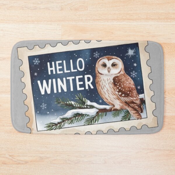 Item preview,  Hello Winter - Christmas owl sitting on a snow-laden branch on an evergreen tree designed and sold by 123ks.