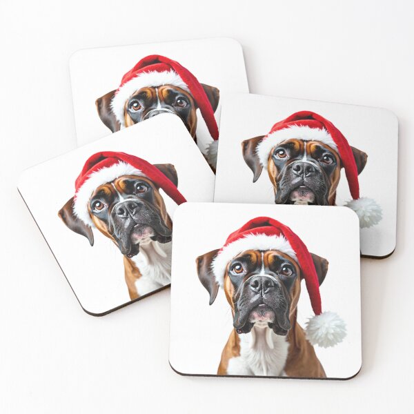 Item preview, Funny Boxer dog wearing christmas hat designed and sold by LazyOwlStore.