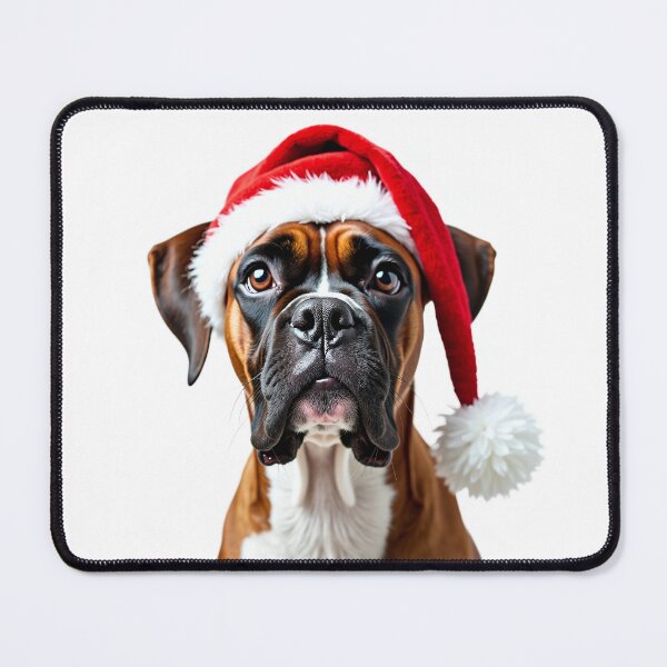 Item preview, Funny Boxer dog wearing christmas hat designed and sold by LazyOwlStore.