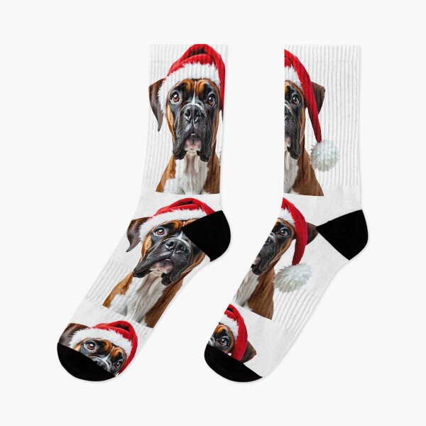Item preview, Funny Boxer dog wearing christmas hat designed and sold by LazyOwlStore.