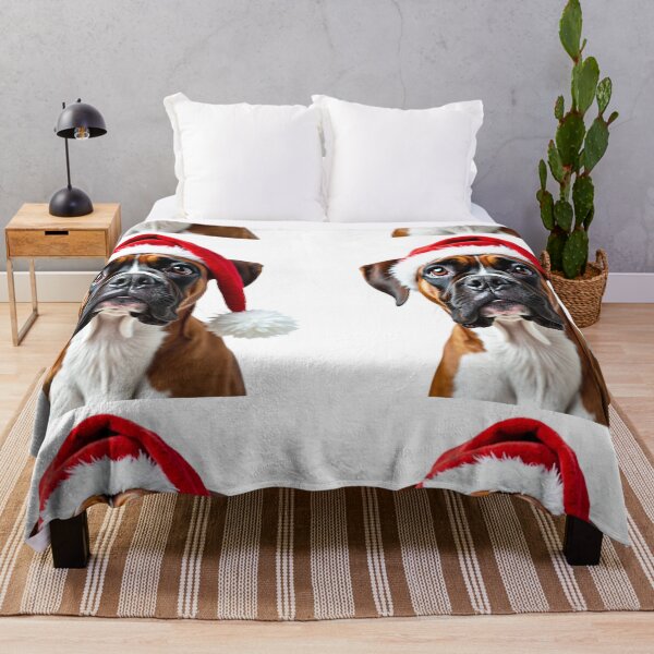Item preview, Funny Boxer dog wearing christmas hat designed and sold by LazyOwlStore.