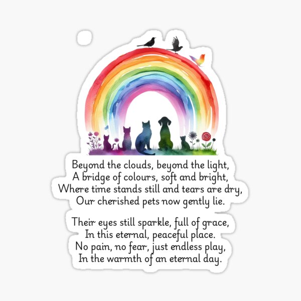 Artikel-Vorschau von Regenbogen Aquarell Haustier Brücke zum Himmel Gedicht, designt und verkauft von MoonMonkeyNbear.