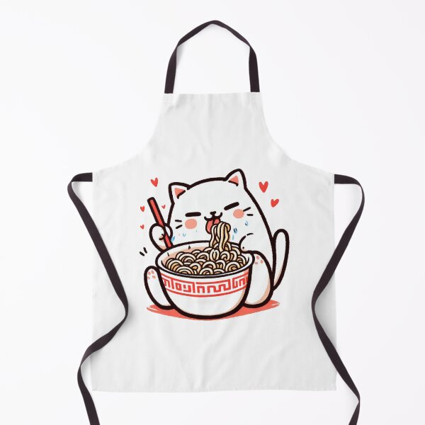 Item preview, Cute White Cat Eating Ramen designed and sold by ZAIKY DREAMS.