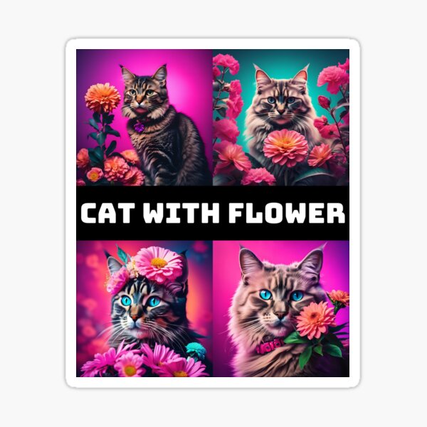 Item preview, CAT WITH FLOWER Design for cat and flower lovers. designed and sold by suthot.