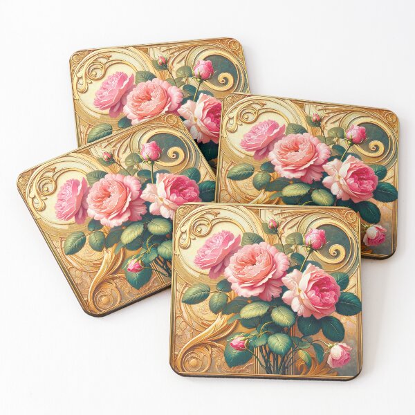Item preview, Alphonse Mucha Pink Flowers designed and sold by maniacfitness.