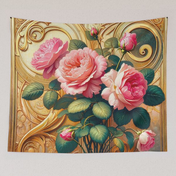 Item preview, Alphonse Mucha Pink Flowers designed and sold by maniacfitness.