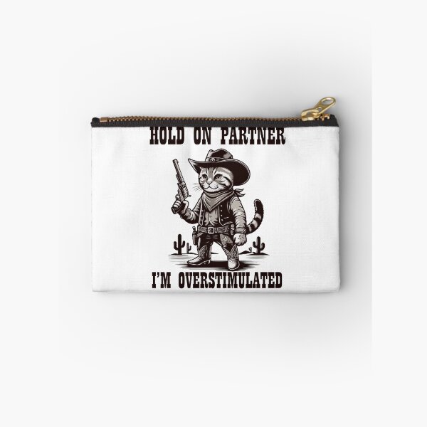 Item preview, Hold On Partner I'm Overstimulated Retro Western Cat Cowboy designed and sold by AxelBrook.