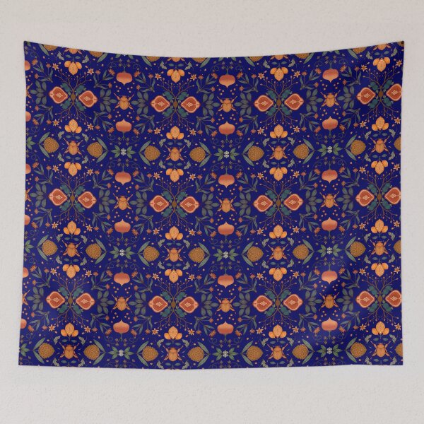 Item preview, Beetles and fruit (royal blue) designed and sold by Sydney  Bradshaw.