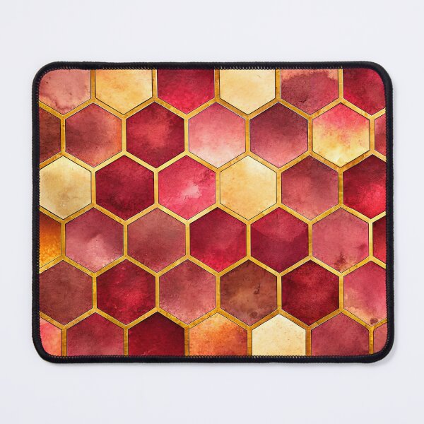 Item preview, PATTERN 020- COPPER HONEYCOMB HEXAGON- Gift items and personal use / Honeycomb, Pink, Burgundy, Copper, Pattern, Yellow, Abstract, watercolor, Art designed and sold by LumDesignArt.
