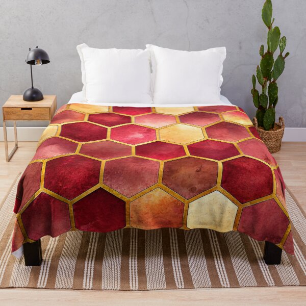 Item preview, PATTERN 020- COPPER HONEYCOMB HEXAGON- Gift items and personal use / Honeycomb, Pink, Burgundy, Copper, Pattern, Yellow, Abstract, watercolor, Art designed and sold by LumDesignArt.
