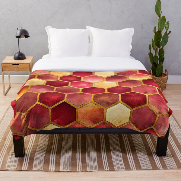 Item preview, PATTERN 020- COPPER HONEYCOMB HEXAGON- Gift items and personal use / Honeycomb, Pink, Burgundy, Copper, Pattern, Yellow, Abstract, watercolor, Art designed and sold by LumDesignArt.